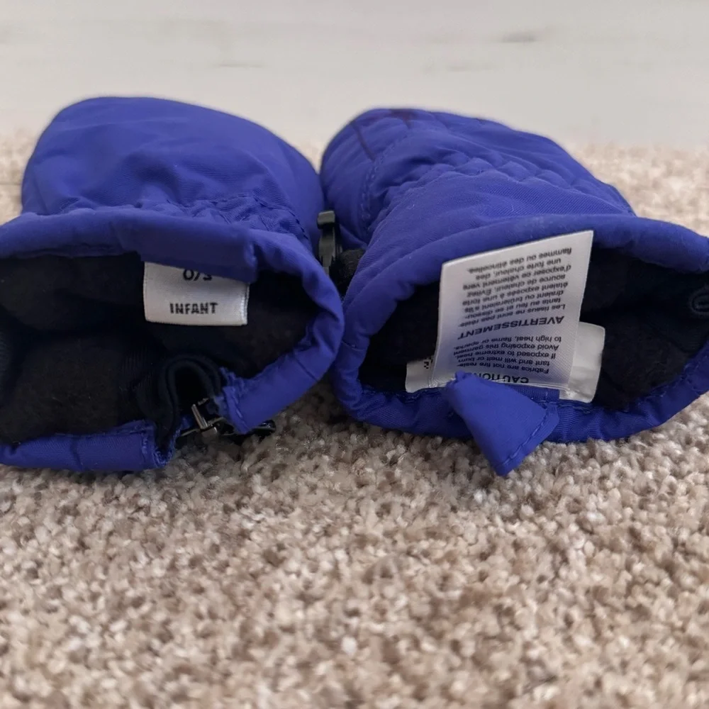Columbia Infant Baby Zip Closure‎ Winter Snow Mittens Fleece Lined Blue